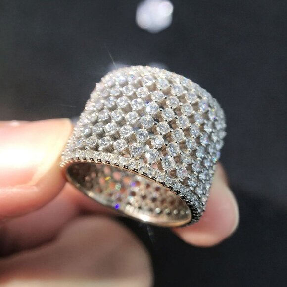 925 Silver 3A CZ Multilayer Diamonds Ring for Women, FB16FA1014 - Picture 2 of 6